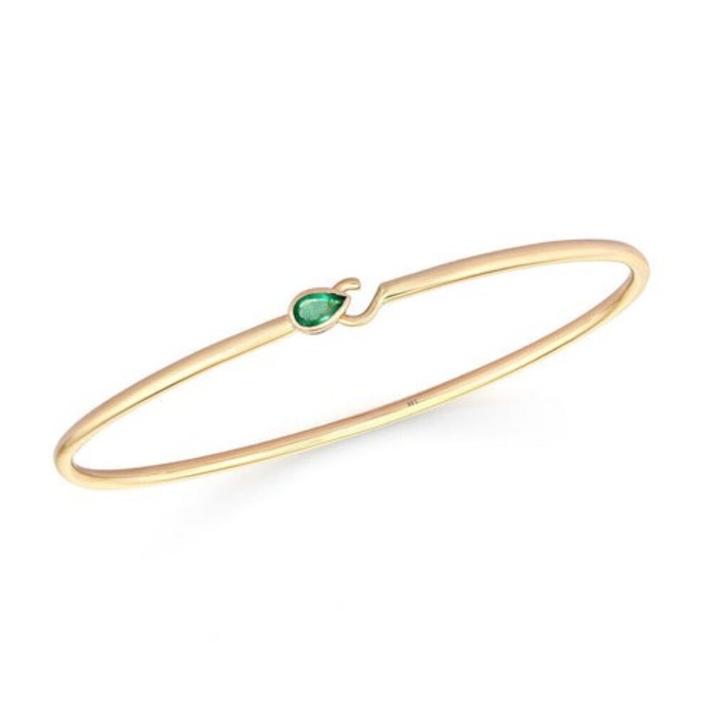 Minimalist Bangle 14K (or 18k upon request) Yellow Gold Emerald Bracelet